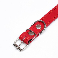 Ошейник кожаный на синтепоне "Ёж", 56 х 2.5 см, ОШ 35-45 см, красный Ошейник кожаный на синтепоне "Ёж", 56 х 2.5 см, ОШ 35-45 см, красный