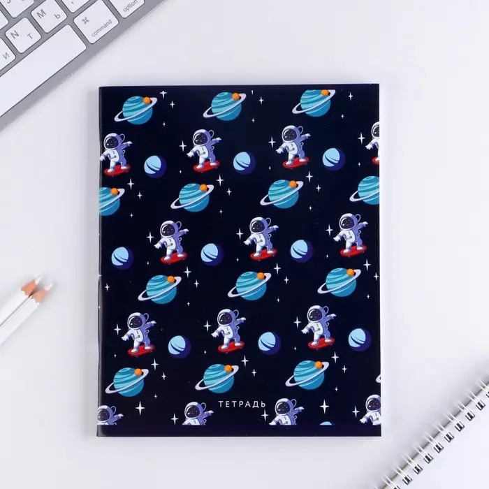 Тетрадь в клетку, 48 л., А5, на скрепке, блок №1 &laquo;Космос&raquo; МИКС