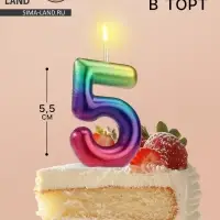 Свеча в торт &laquo;Цифра 5&raquo;, 5.5 см