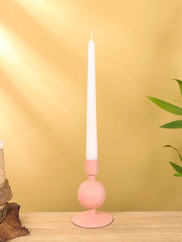 Подсвечник на 1 свечу "Пудровый" с 1 сферой 7,5х7,5х11,5 см