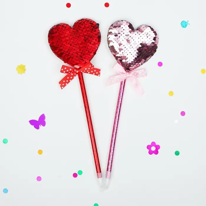 Ручка &laquo;Сердечки&raquo;, с пайетками, синие чернила, МИКС