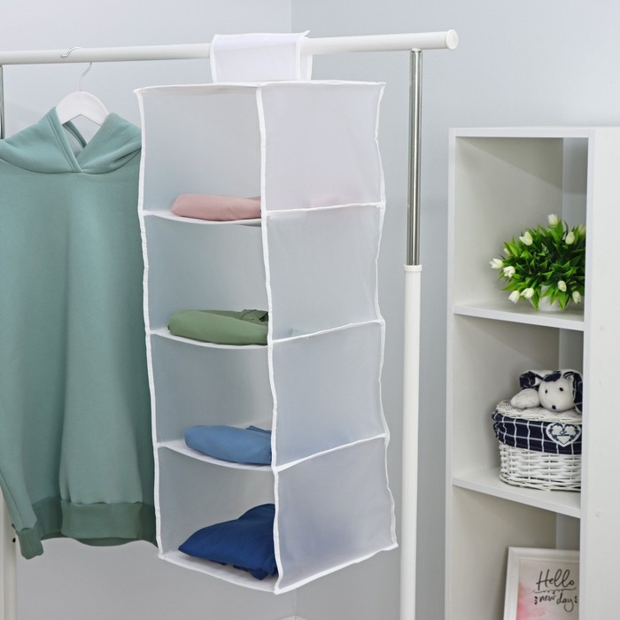 Органайзер подвесной &laquo;Стейт&raquo;, 4 отделения, 80&times;30&times;30 см, цвет белый