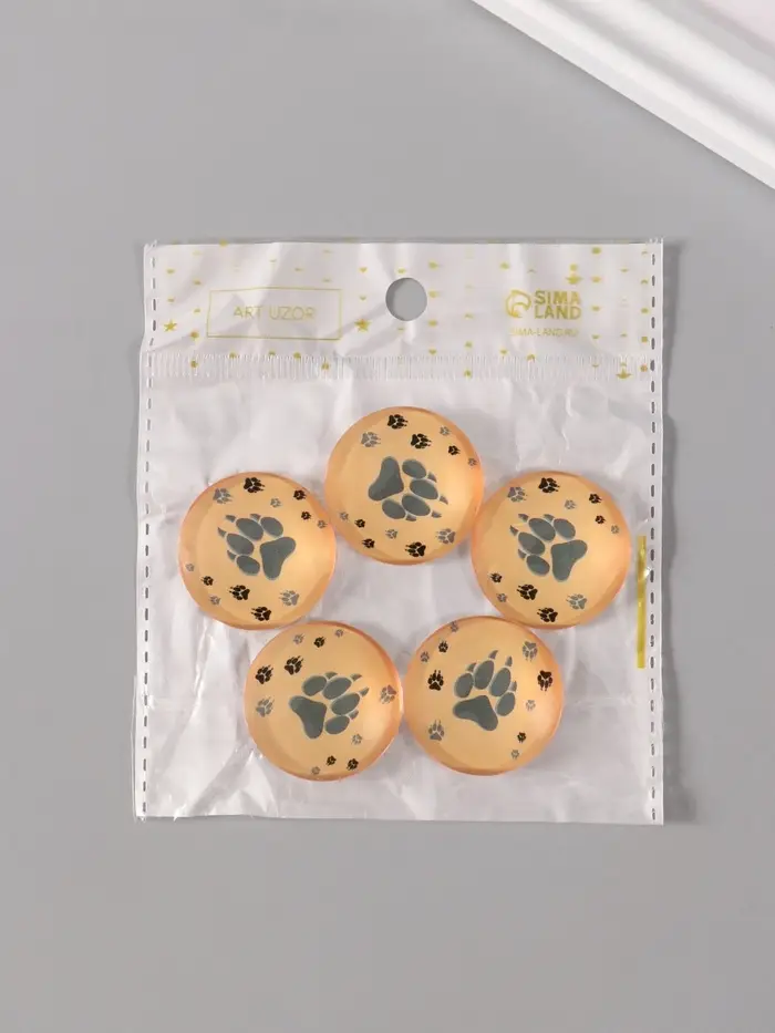 Кабошон стекло для творчества "Круг. Следы волка" 3х3 см