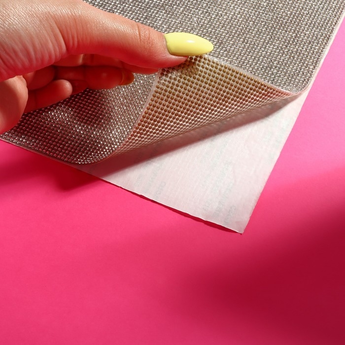 Стразы самоклеящиеся на листе, d = 2 мм, 40 &times; 24 см, цвет серебряный