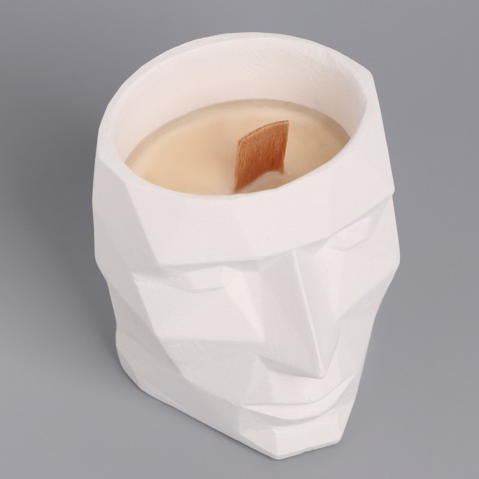 Свеча из соевого воска в кашпо &laquo;Геометрическая голова&raquo;, 9&times;7.5 см, белая