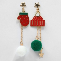 Новый год! Серьги &laquo;Новогодние&raquo; висячие, шапка, цветные в золоте