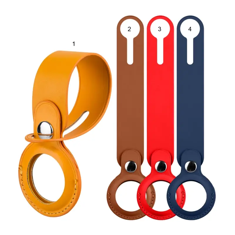 Чехол Airtag кожаный с держателем заклепка