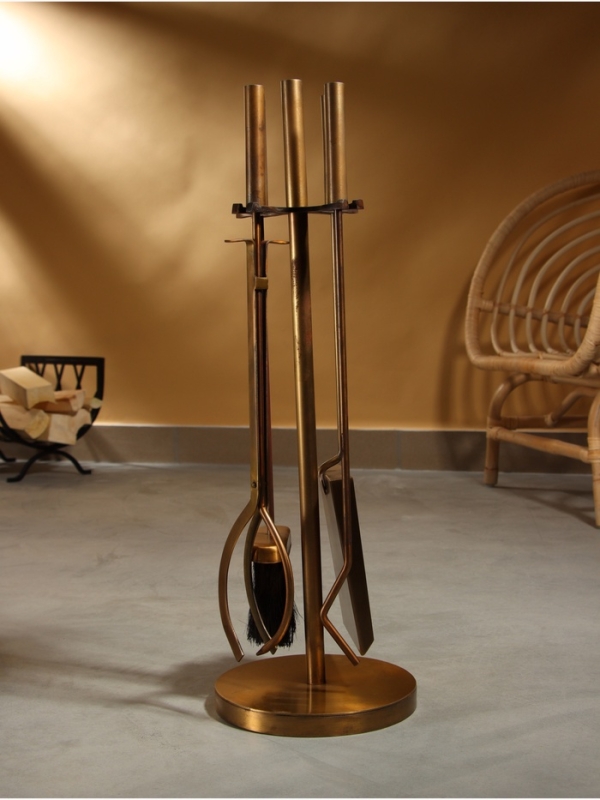 Каминный набор Осень" латунь, 4 предмета, 20х20х61 см