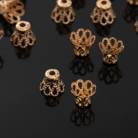 Шапочки для бусин (набор 50шт), СМ-091, 8×10 мм, цвет золото Шапочки для бусин (набор 50шт), СМ-091, 8×10 мм, цвет золото