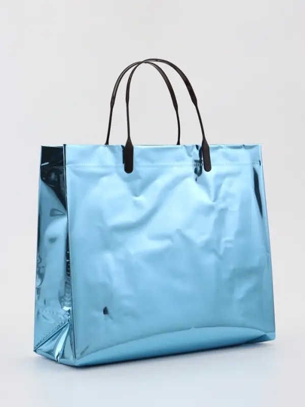 Пакет подарочный ПВХ, голография, голубой, пластиковая ручка, 26&times;22.5&times;10 см