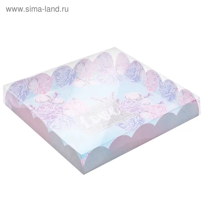 Коробка для печенья, кондитерская упаковка с пластиковой крышкой, &laquo;Нежность&raquo;, 18 х 18 х 3 см