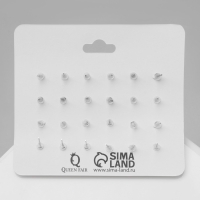 Пусеты 12 пар &laquo;Фантазия&raquo; сердечки, цвет красно-белый