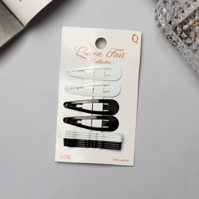 Невидимка для волос «Бриджит» (набор 12 шт) 5 см, чёрно-белый Невидимка для волос «Бриджит» (набор 12 шт) 5 см, чёрно-белый