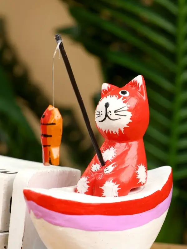 Календарь настольный &laquo;Котики рыбаки&raquo;, 19&times;10&times;10 см, дерево