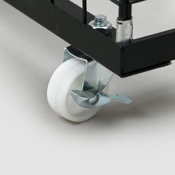 Корзина-накопитель складная, на колесах, 1 полка, 40&times;40&times;80 см, цвет чёрный