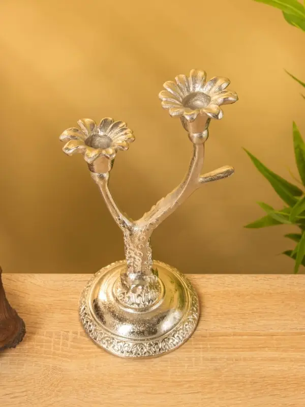 Подсвечник на 2 свечи &laquo;Дуэт&raquo;, 12&times;15&times;29 см, алюминий