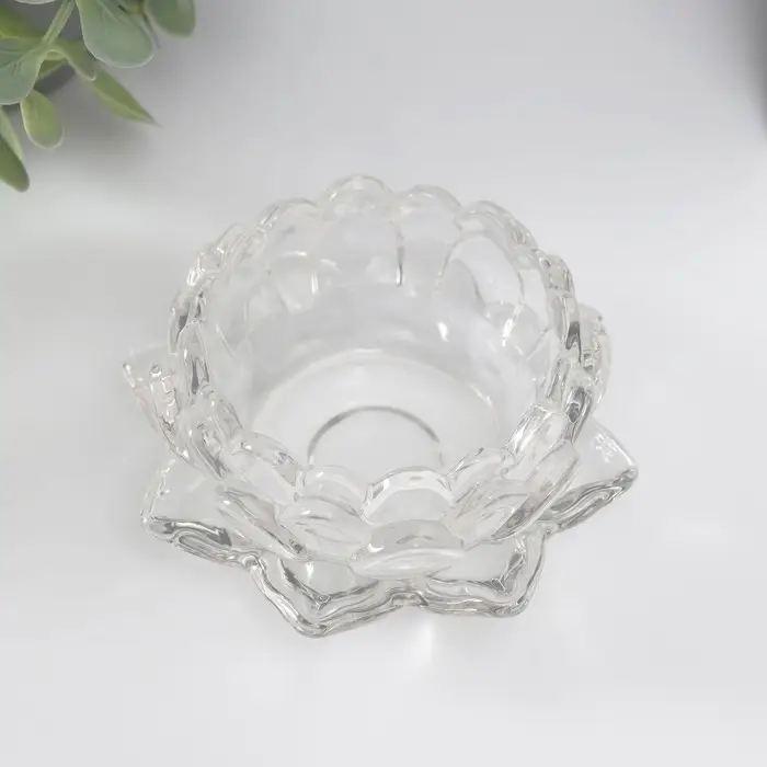 Подсвечник стекло на 1 свечу "Лотос" прозрачный 4х9,5х9,5 см