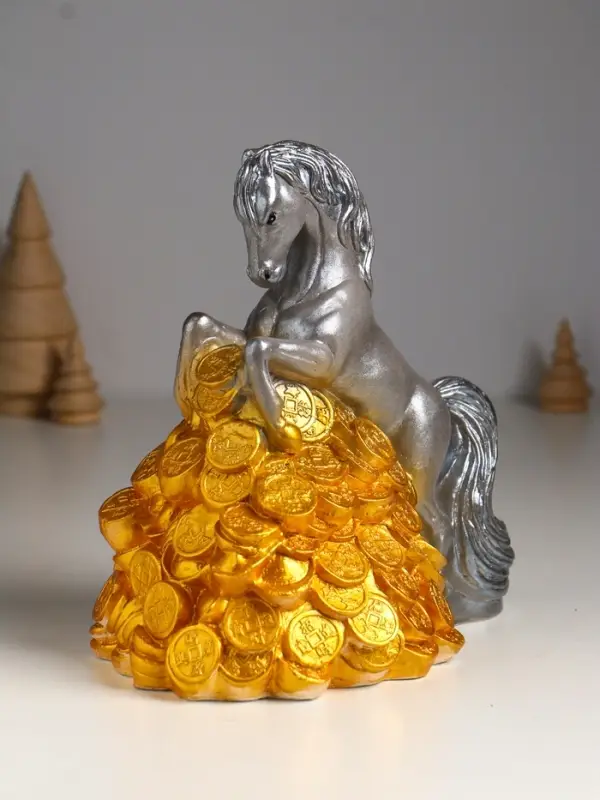 Копилка "Конь на деньгах" 20х20х13 см, серый