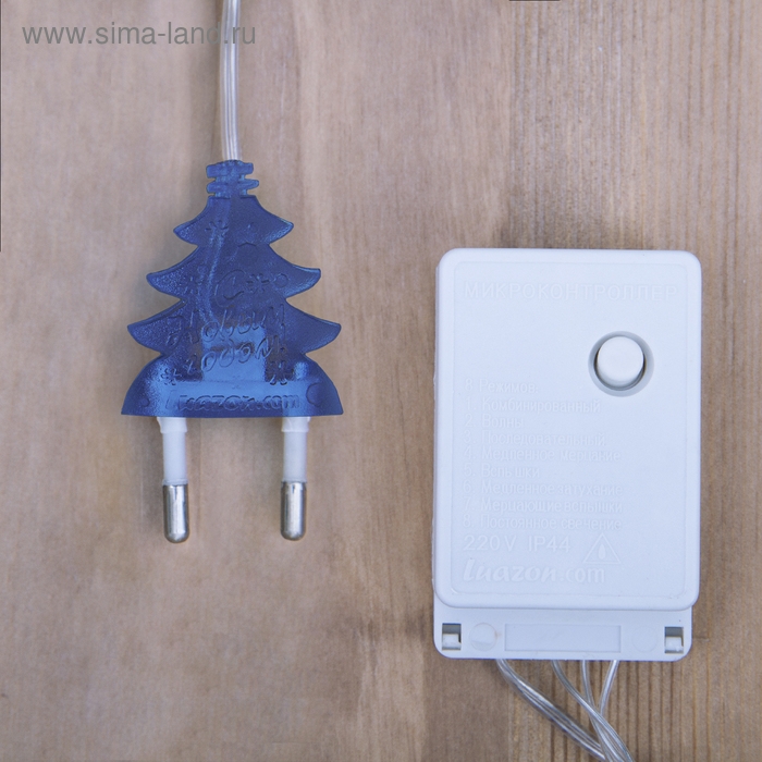 Гирлянда &laquo;Нить&raquo; 5 м с насадками &laquo;Игла&raquo;, IP20, прозрачная нить, 50 LED, свечение синее, 8 режимов, 220 В