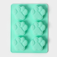 Форма для выпечки Доляна &laquo;Животные.Лапка&raquo;, силикон, 18&times;13,8 см, 6 ячеек (5&times;5,4 см), бирюзовая