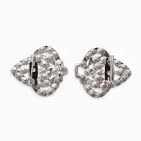 Зажим для кардигана "Ажур", шип, цвет белый в серебре