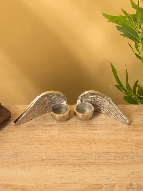 Подсвечник на 2 свечи "Крылья ангела" алюминий 30,5х6,5х7,5 см