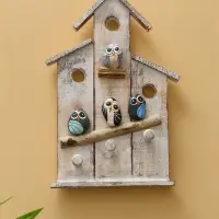 Вешалка "Скворечник с воробьями" дерево Албезия 20х5х35 см