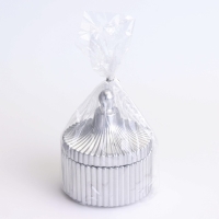 Свеча "Купол" в подсвечнике с узкими гранями из гипса с крышкой,7,5х9 см,серебро