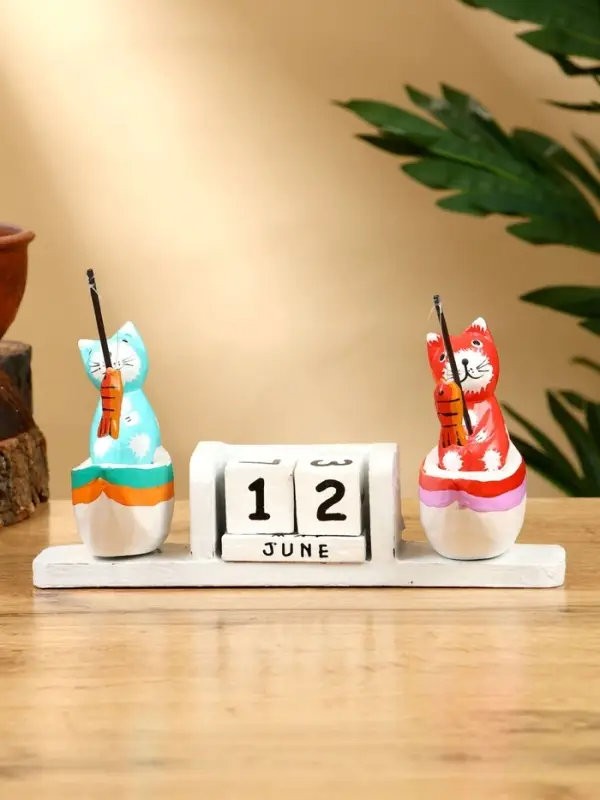 Календарь настольный &laquo;Котики рыбаки&raquo;, 19&times;10&times;10 см, дерево