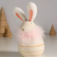 Сувенир керамика, текстиль "Зайчик с пухом, круглый" 7,4х7,4х15,5 см