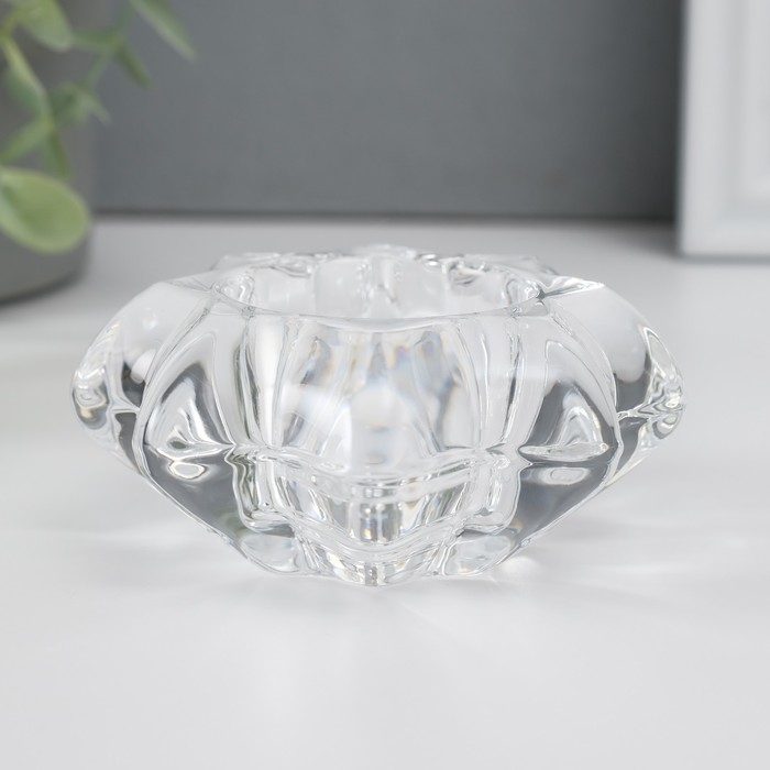 Подсвечник стекло на 1 свечу Подсвечник стекло на 1 свечу "Цветок" прозрачный 4,3х9х9 см