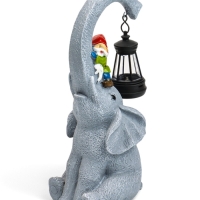 Садовая фигура с подсветкой "Слоник с гномами" 12х10х27см