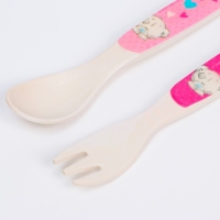 Набор детских столовых приборов из бамбука: вилка и ложка Me To You розовый