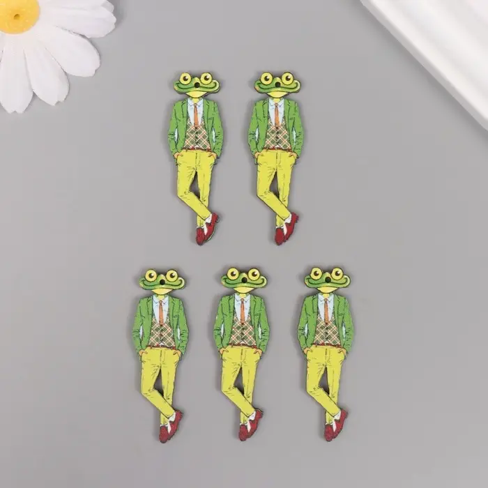 Декор для творчества дерево "Стильная лягушка" 5х1,6х0,3 см