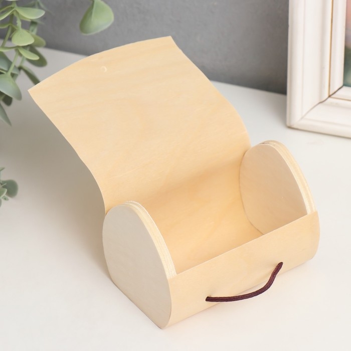 Шкатулка дерево под роспись купол "Тонкий лист" 10х7х7 см