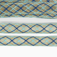 Тесьма, ширина 3,5 см., в упаковке 25 м., сине-голубая, на золоте Тесьма, ширина 3,5 см., в упаковке 25 м., сине-голубая, на золоте