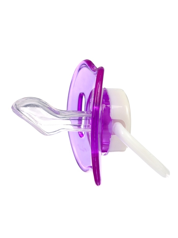 Пустышка ортодонтическая, с колпачком, от 3 мес., цвет розовый/фиолетовый