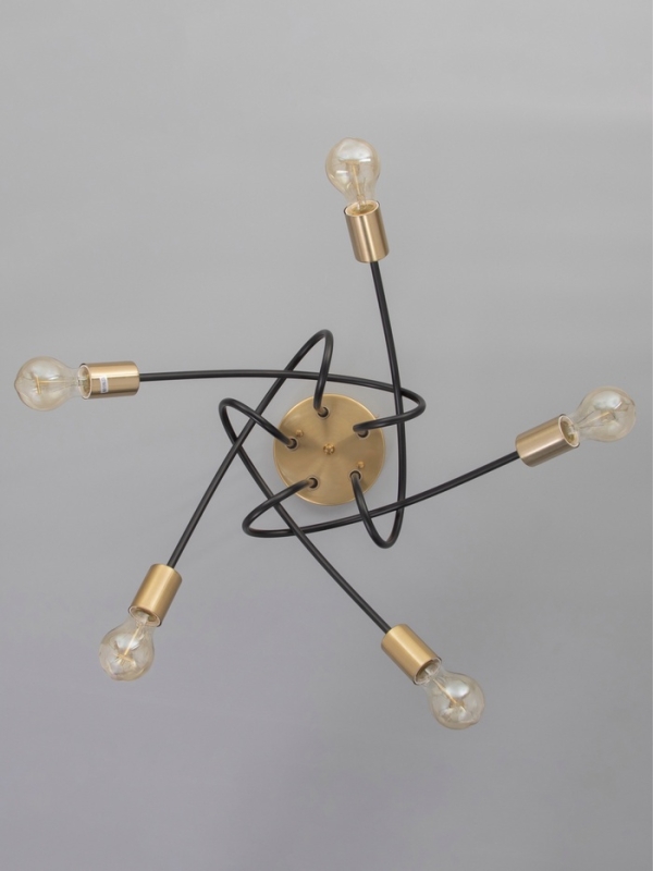 Люстра "Узел" 5х40Вт Е27 черный/латунь 52х52х36см