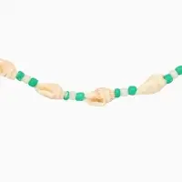 Браслет на ногу, анклет, длина 20 см, белый, зелёный