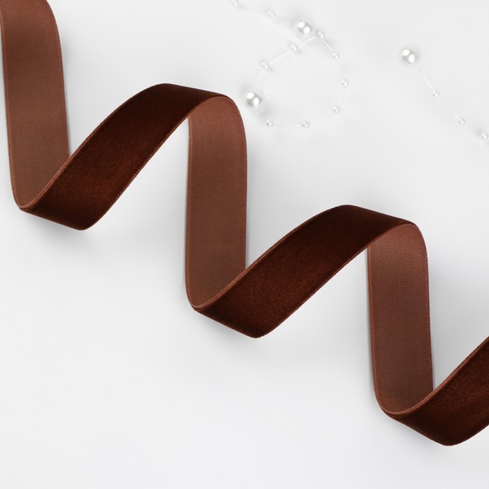 Лента бархатная, 15 мм, 18±1 м, коричневая №119 Лента бархатная, 15 мм, 18±1 м, коричневая №119
