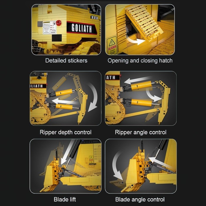 Конструктор радиоуправляемый &laquo;Строительный бульдозер&raquo;, 2826 деталей, масштаб 1:17