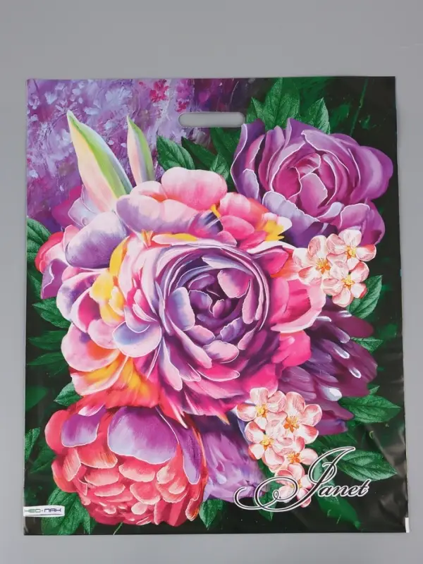 Пакет "Жанет, полиэтиленовый с вырубной ручкой 50х60 см, 100 мкм