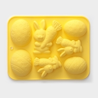 Форма для выпечки Доляна &laquo;Пасха&raquo;, силикон, 7 ячеек, 18,5&times;14,5&times;2,5 см, жёлтая