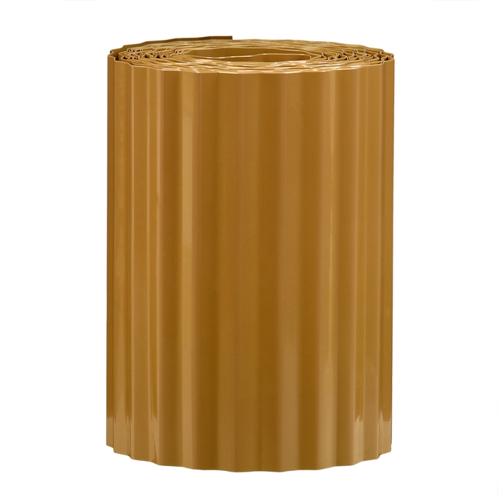 Лента бордюрная, 20 см &times; 9 м, толщина 0.6 мм, пластиковая, гофра, бежевая, Greengo