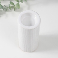 Подсвечник керамика на 1 свечу "Капли воды" d=4 см белый 6,5х6,5х14,5 см