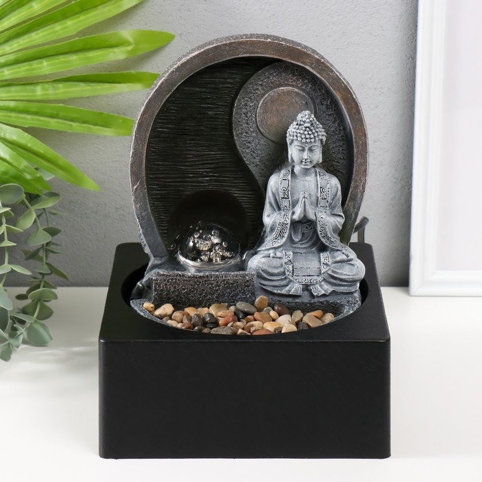 Фонтан настольный от сети, подсветка Фонтан настольный от сети, подсветка "Будда под луной" 18х18х24 см