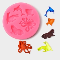 Молд &laquo;Морские друзья&raquo;, силикон, d=8,3 см, цвет розовый