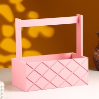 Кашпо деревянное "Эллада большая, сетка", с ручкой, 25×12,5×10(25) см Розовый Корал Кашпо деревянное "Эллада большая, сетка", с ручкой, 25×12,5×10(25) см Розовый Корал