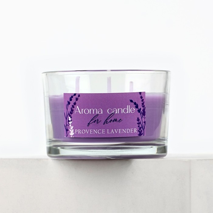 Свеча ароматическая в стекле &laquo;For home&raquo; с натуральными камнями: лаванда, 6,8 х 5 см.