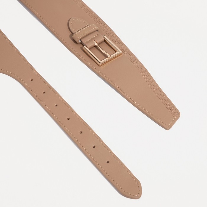 Ремень женский, ширина 6,5 см, пряжка металл, цвет бежевый